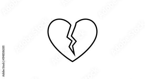 Broken Heart Icon, Symbol of Sadness, Love Loss, Relationship Problems, Emotional Pain