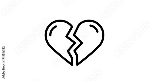 Broken Heart Icon, Symbol of Sadness, Love Loss, Relationship Breakup, Emotional Pain