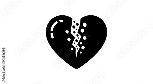 Broken Heart Icon, Symbol of Sadness, Pain, and Heartbreak