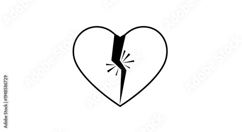 Broken Heart Icon - Symbol of Heartbreak, Sadness, and Relationship Problems