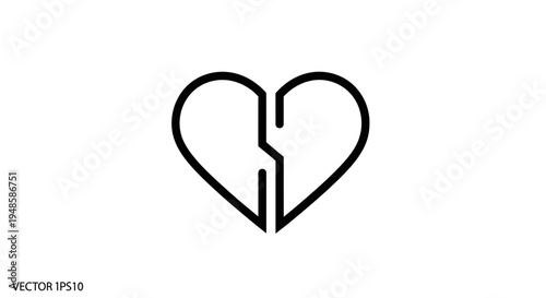 Broken Heart Icon Symbol, Love Sadness Concept, Vector Illustration