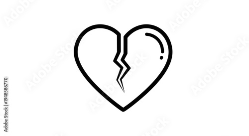 Broken Heart Icon Symbolizing Sadness, Loss, and Relationship Problems