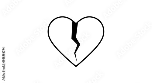 Broken Heart Icon, Symbol of Love Loss, Sadness, and Emotional Pain