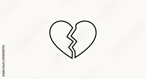 Broken Heart Icon, Symbol of Love Loss and Sadness