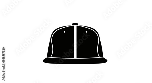 Black Flat Brim Snapback Cap Icon Vector Silhouette