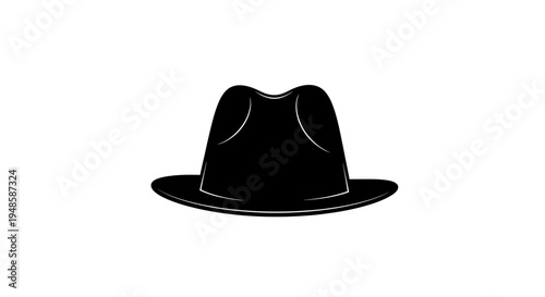 Black Fedora Hat Silhouette Icon, Classic Style Headwear, Vintage Fashion Accessory