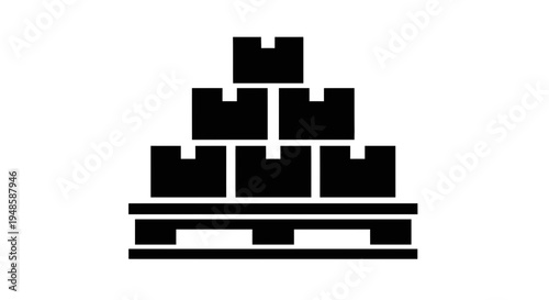 Stack of Cardboard Boxes on a Wooden Pallet, Logistics and Storage Icon