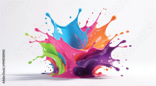 Colorful paint splash isolated on white background. Abstract colorful splash. Colorful paint explosion, illustration.