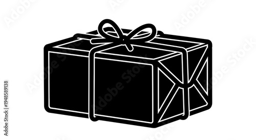 Gift Box Icon, Wrapped Present Silhouette, Simple Package Design, Delivery Concept