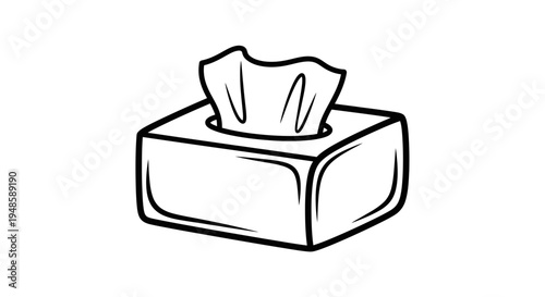 Hand Drawn Outline Of A Tissue Box With Tissues