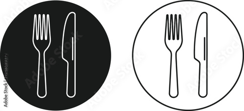 Fork and Knife Restaurant Icon Set Vector