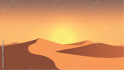 Desert landscape background. Illustration of a desert landscape. Desert dunes. 