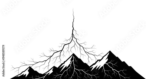 Lightning Strikes Mountain Peak: Symbol of Power, Nature's Force, and Energy
