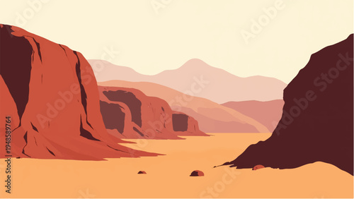 Desert landscape background. Illustration of a desert landscape. Desert dunes. 