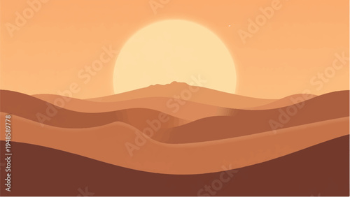 Desert landscape background. Illustration of a desert landscape. Desert dunes. 