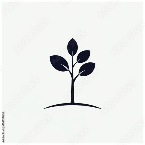 Simple Black Silhouette of a Plant.