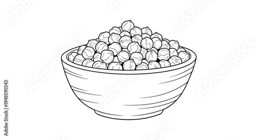 Bowl of Chickpeas - Line Art Illustration