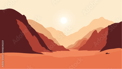 Desert landscape background. Illustration of a desert landscape. Desert dunes. 