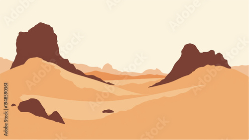 Desert landscape background. Illustration of a desert landscape. Desert dunes. 