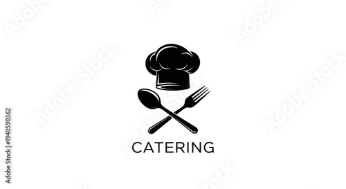Catering Logo: Chef Hat, Spoon, Fork - Professional Food Service Emblem