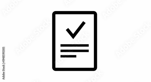 Checklist icon with checkmark on paper, task completion, success, survey, document, approval, confirmation, to-do list