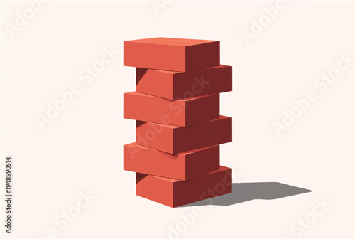 A stack of bricks. Illustration of a stack of bricks on a white background. 