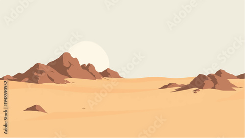 Desert landscape background. Illustration of a desert landscape. Desert dunes. 
