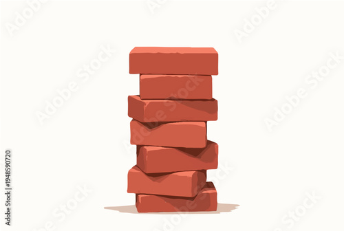 A stack of bricks. Illustration of a stack of bricks on a white background. 
