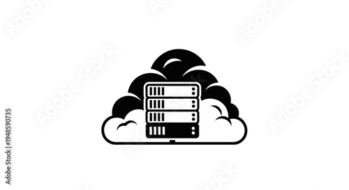 Cloud Computing Server Rack Icon Symbolizing Data Storage and Network Infrastructure