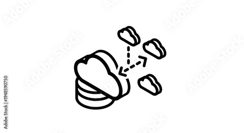 Cloud Migration Concept: Data Transfer from Server Stack to Cloud Storage