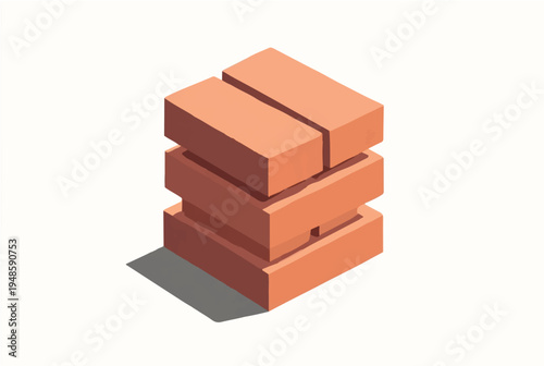 A stack of bricks. Illustration of a stack of bricks on a white background. 
