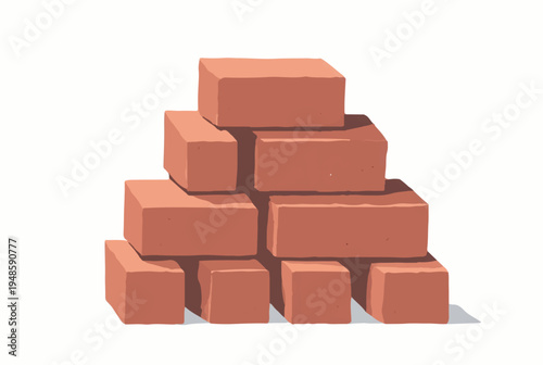 A stack of bricks. Illustration of a stack of bricks on a white background. 