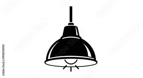 Black Industrial Pendant Light Fixture, Vintage Barn Style Lamp, Isolated on White