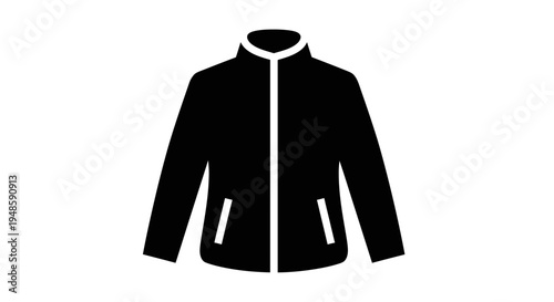 Black Jacket Icon Vector Illustration - Simple Fashion Apparel Symbol