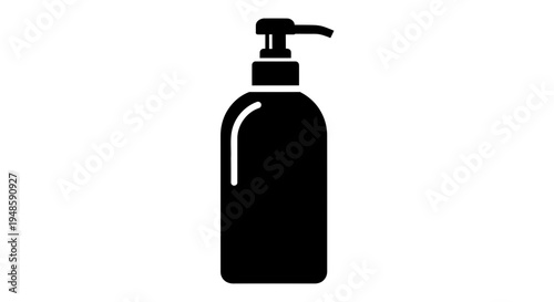 Black Lotion Pump Bottle Icon, Simple Silhouette of Dispenser for Soap, Cream, or Sanitizer