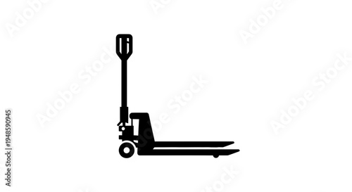 Black Pallet Jack Icon Silhouette on White Background - Logistics and Material Handling Equipment