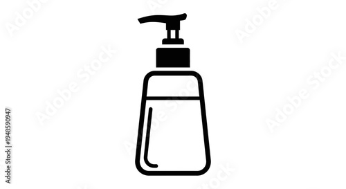 Black outline icon of a pump bottle dispenser, simple vector illustration