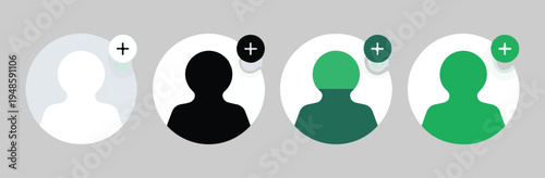 User profile add icons person with plus sign for social network account vector