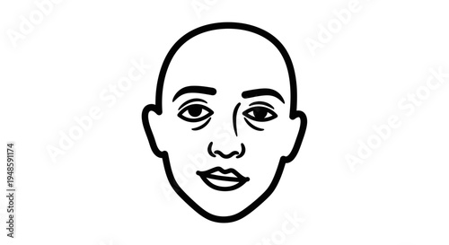 Bald Man Face Icon, Minimalist Line Art, Simple Human Head Outline, Vector Graphic