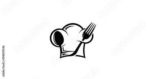 Chef Hat and Fork Logo Icon, Culinary Symbol, Restaurant Emblem, Food Service Emblem, Cooking Icon