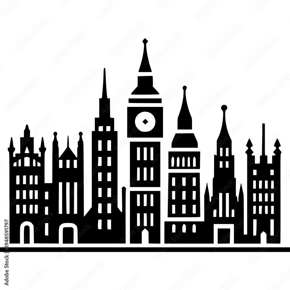 Naklejka premium London Skyline Icon Vector