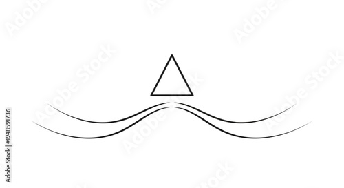 Abstract geometric triangle and wavy lines, minimalist design, clean background