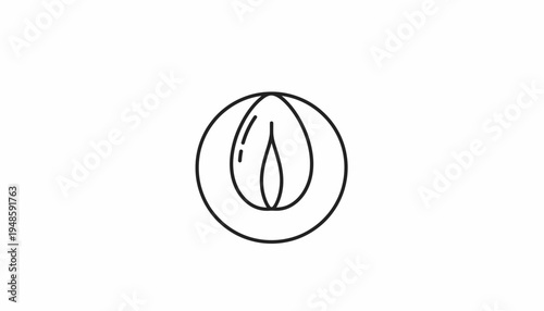 Abstract Seed Icon, Organic Growth Symbol, Minimalist Botanical Outline