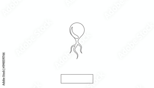 Abstract single line drawing of a sperm cell with tail and nucleus on white background