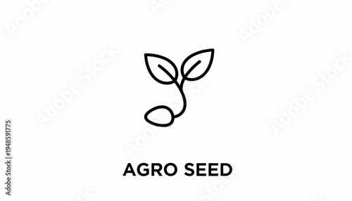 Agro Seed Logo Icon: Sprouting Plant Symbolizing Growth, Agriculture, and New Beginnings