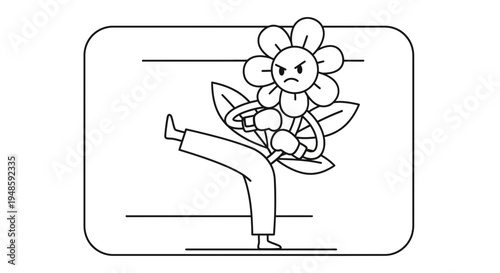 Angry Flower Martial Arts Kick Karate Kung Fu Fighting Action