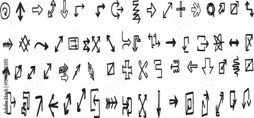 Ancient mystical symbols and markings on a white background