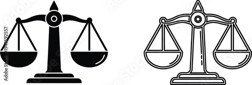 Law Scales Justice Icon Vector Set Vector