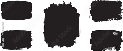 Five black brush strokes on a white background