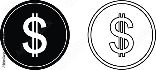 Dollar Coin Vector Icons Vector